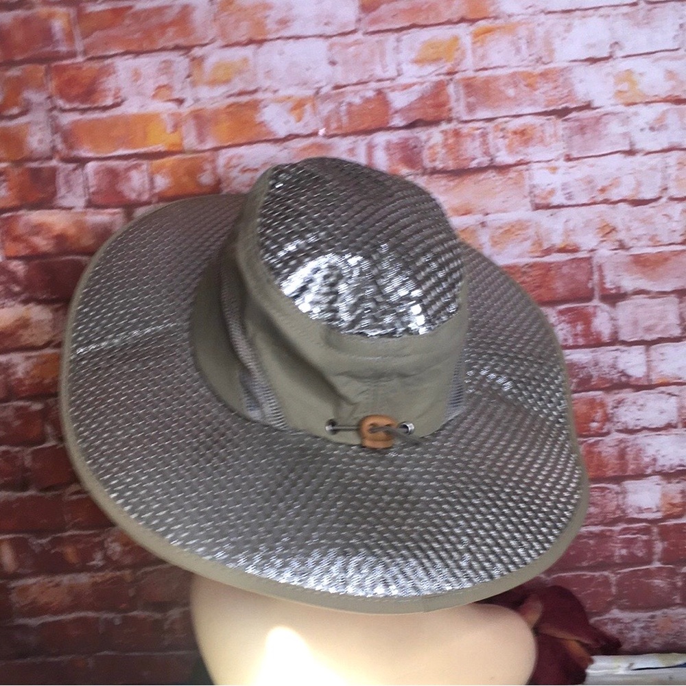 Khaki Wide Brimmed  Reflective Sunhat - Picture 5 of 9